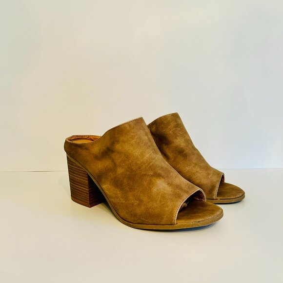 Lane Bryant Peep Toe Chunky Block Heel Mule in Marbled Beige Size 10W - Picture 2 of 8